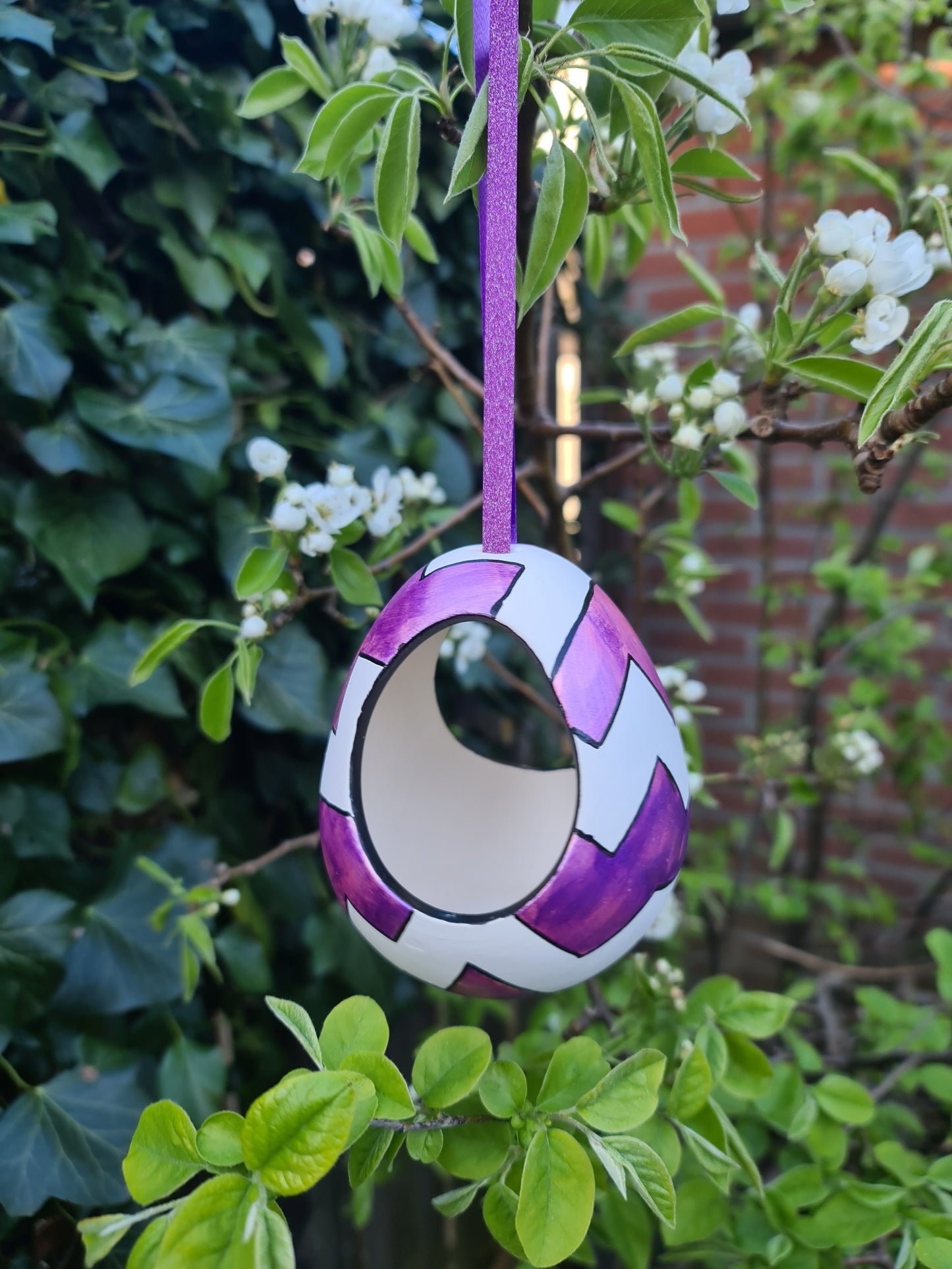 Vogel Voederbakje (hangend) Eivorm - Paars Zig-Zag