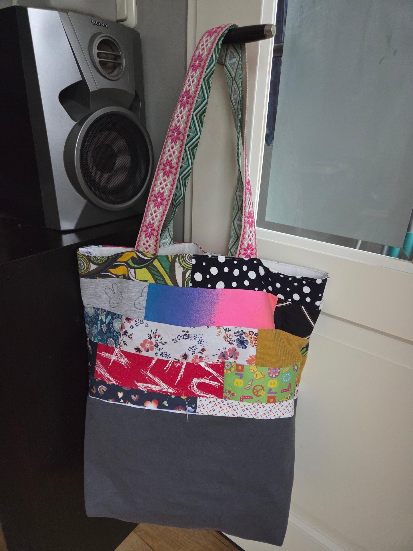 Shopper/Strandtas met gerecycelde materialen (gevoerd)