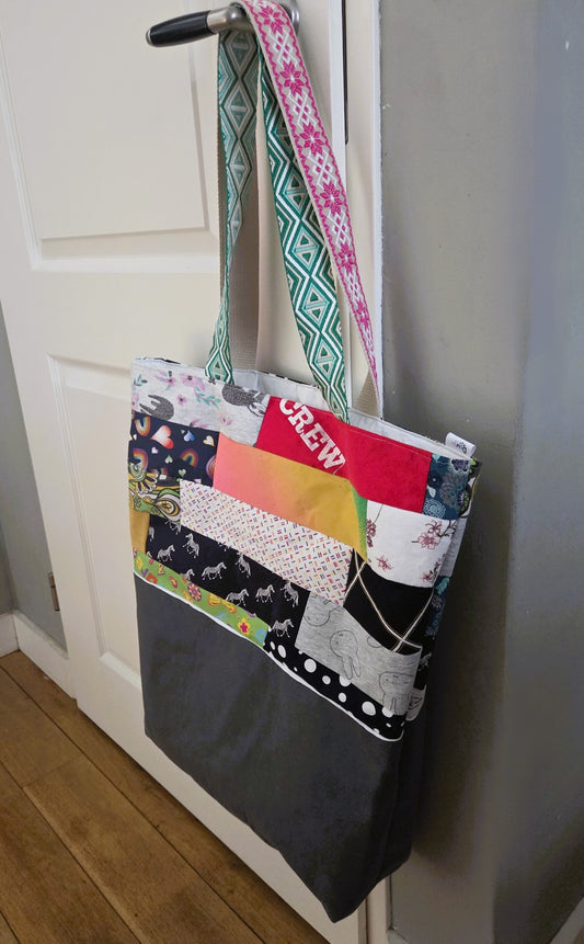 Shopper/Strandtas met gerecycelde materialen (gevoerd)